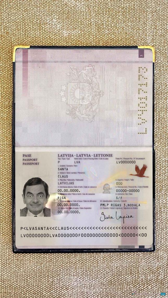 Download Latvia passport (2007 2015) photo look Photoshop template